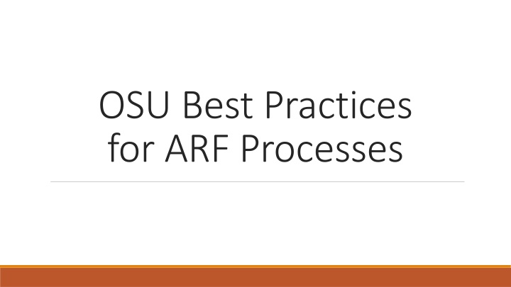 Best Practices for ARF Reimbursement Process at OSU