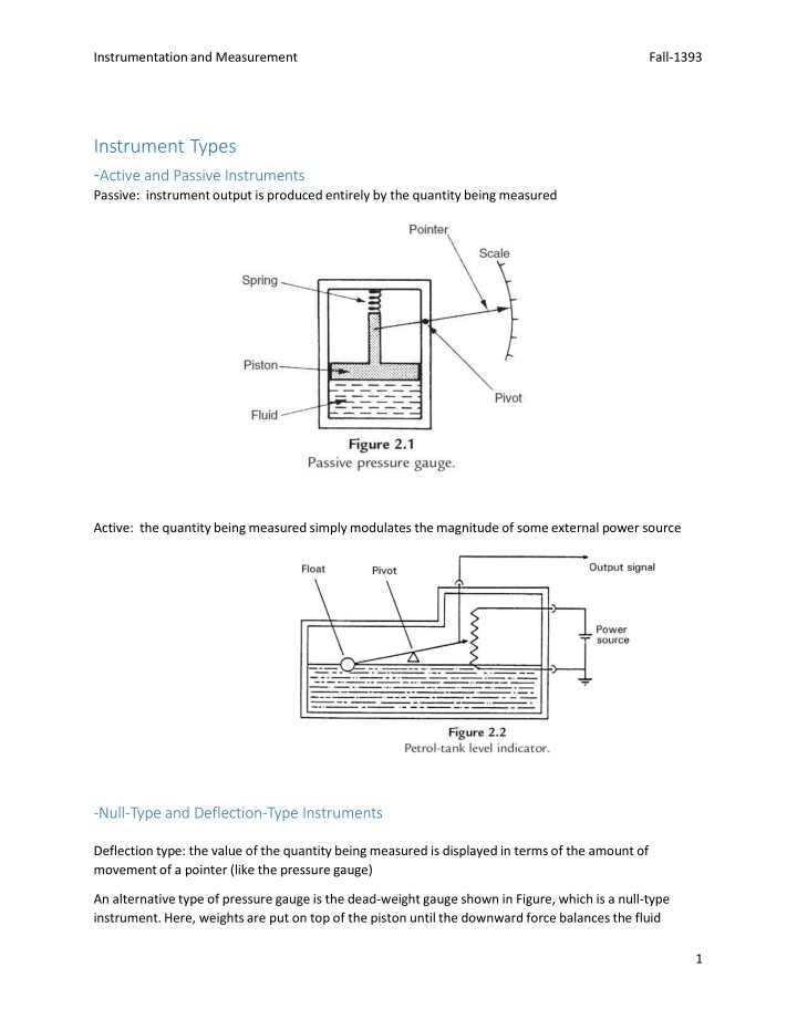 Instruments in Instrumentation and Measurement