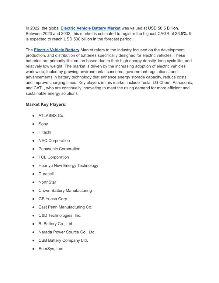 in 2022 the global electric vehicle battery n.w