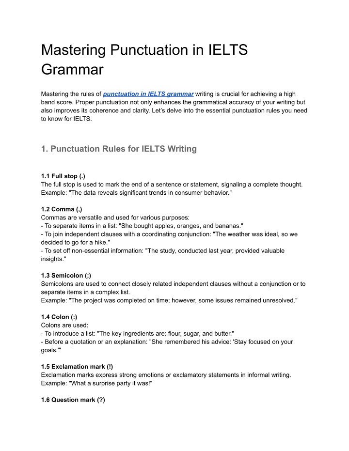 mastering punctuation in ielts grammar n.w