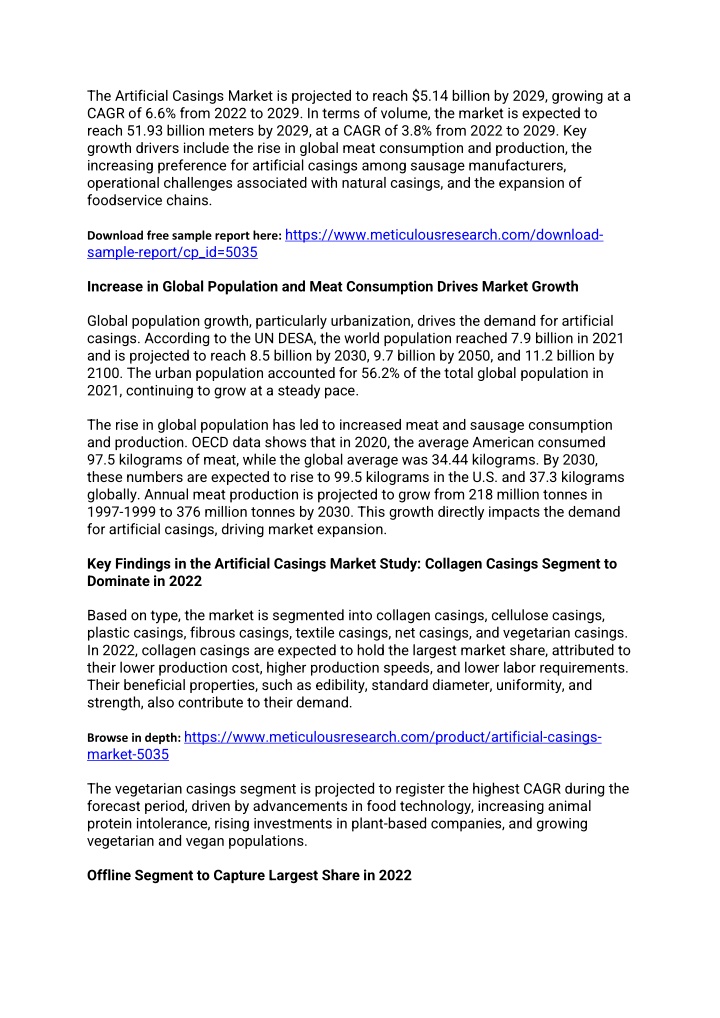 the artificial casings market is projected n.w
