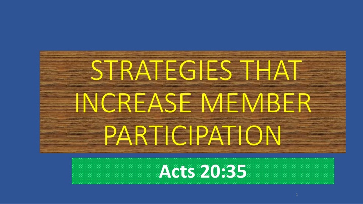 Strategies to Increase Member Participation in Stewardship and Mission