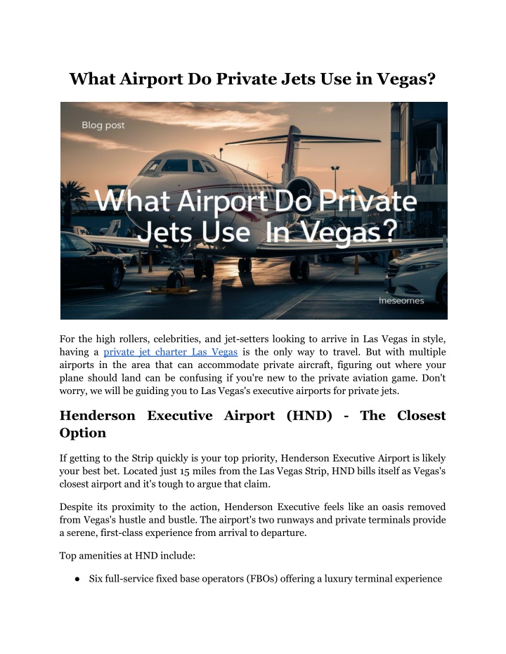 what airport do private jets use in vegas n.w