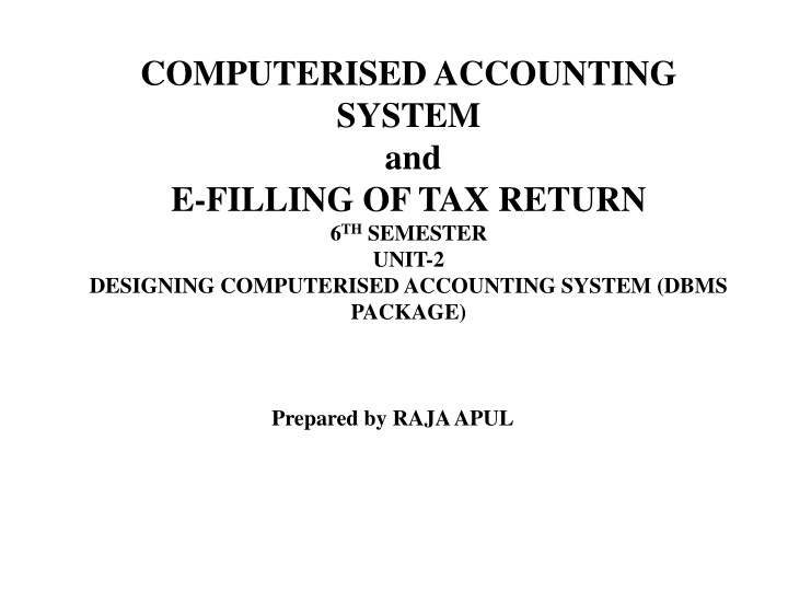 Steps to Create a Computerised Accounting System Using MS Access