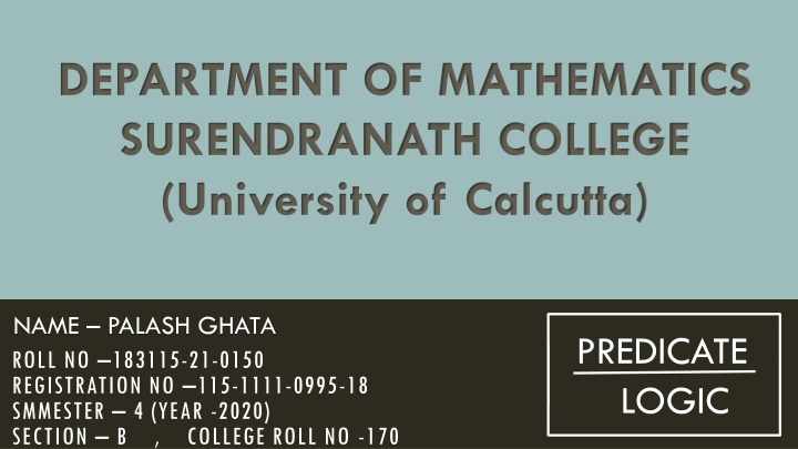 Introduction to Predicate Logic in Mathematics