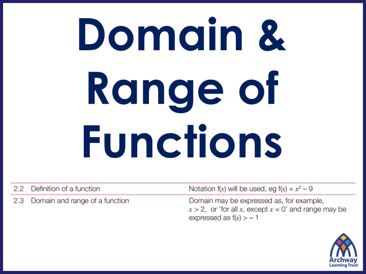 Domain and Range of Functions