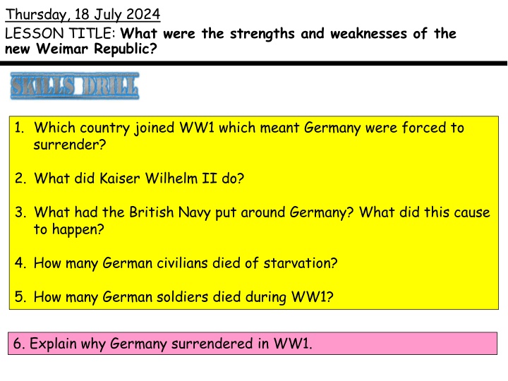 The Strengths and Weaknesses of the Weimar Republic