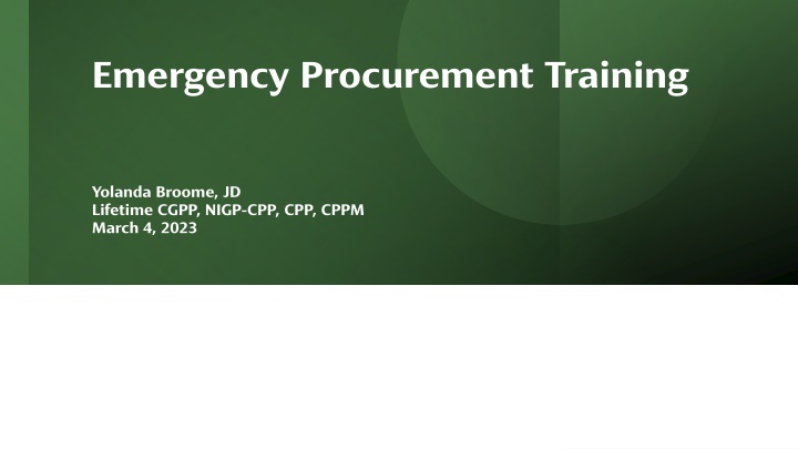 Emergency Procurement Procedures and Definitions for Public Safety