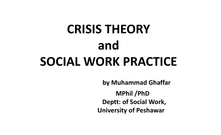 Crisis Theory in Social Work Practice