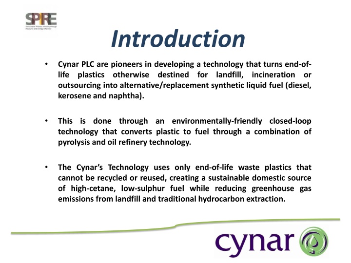 Innovative Fuel Technology by Cynar PLC: Converting Plastic Waste into Sustainable Fuels