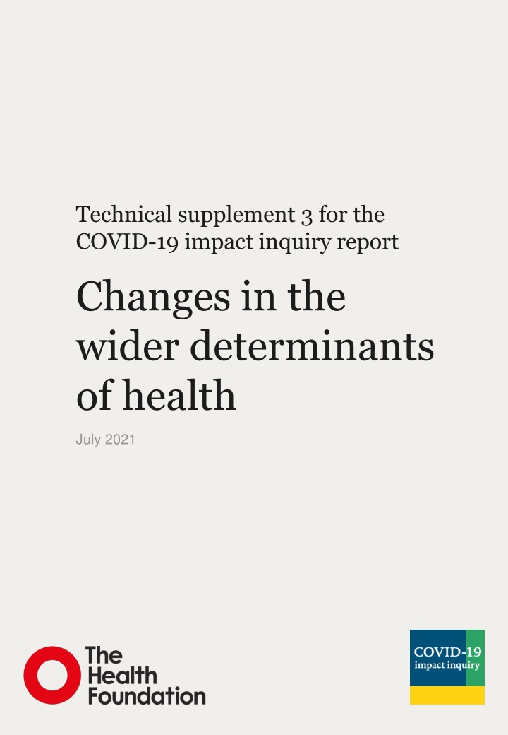 Insights on COVID-19 Impact: Changes in Health Determinants