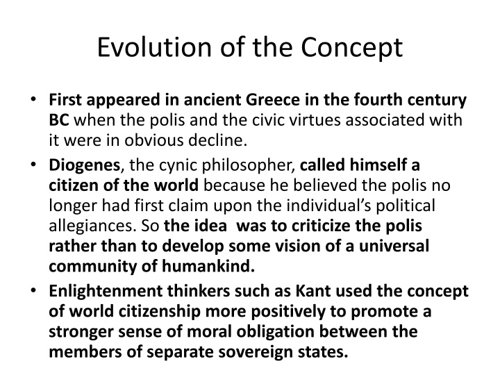 Evolution of Cosmopolitan Citizenship: From Ancient Greece to Modern Critiques