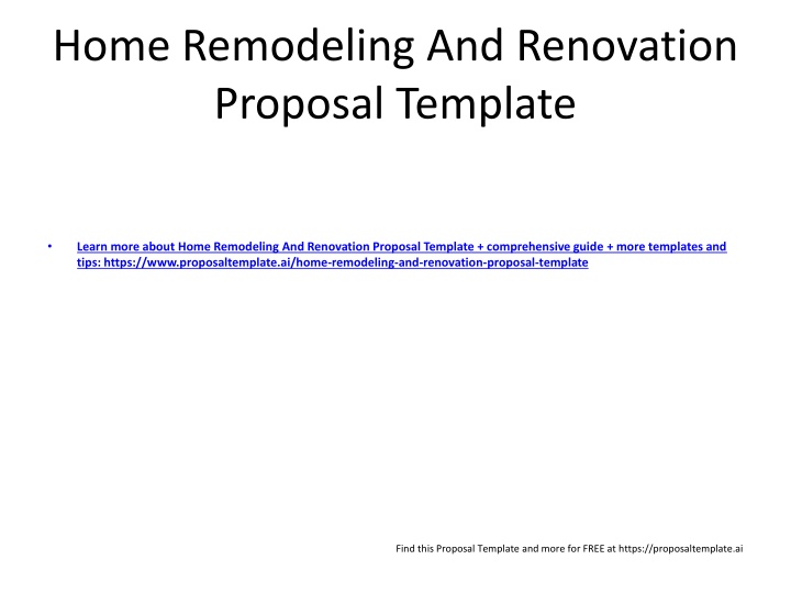 Professional Home Remodeling & Renovation Proposal Template