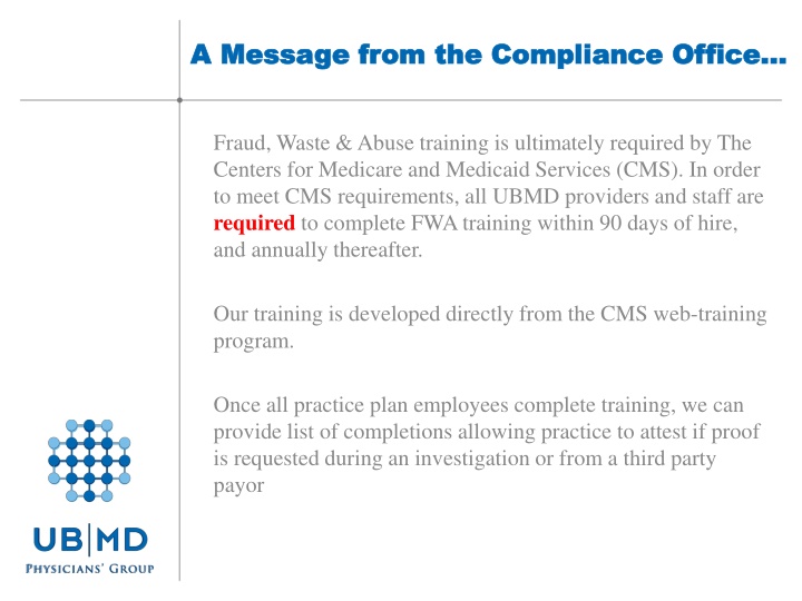 Fraud, Waste, and Abuse Training Requirements for UBMD Providers and Staff