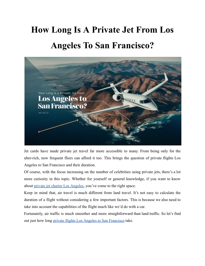 how long is a private jet from los n.w