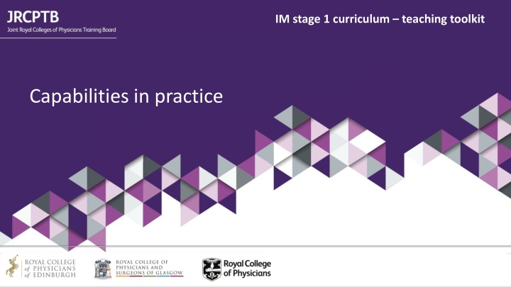 Internal Medicine Stage 1 Curriculum Teaching Toolkit: Capabilities in Practice