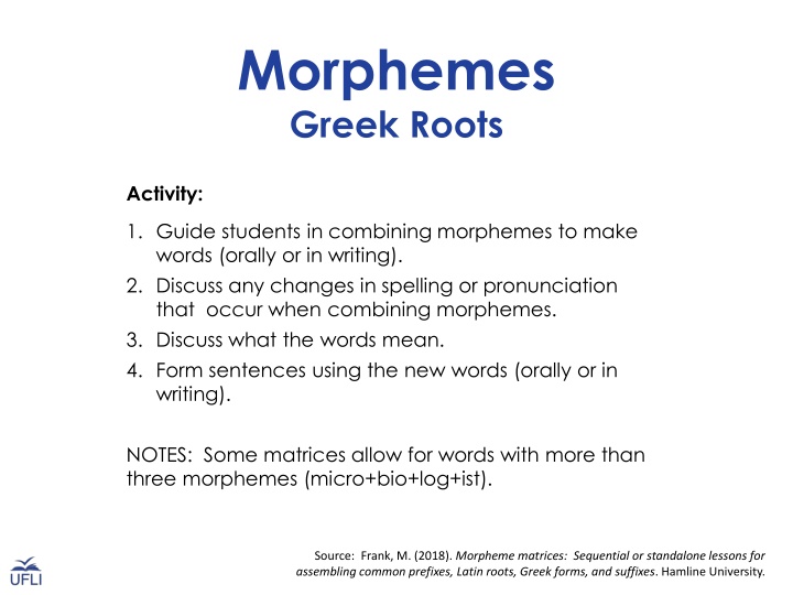 Greek Roots through Morphemes Activity