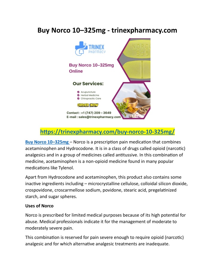 buy norco 10 325mg trinexpharmacy com n.w