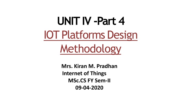 Design Methodology for IoT Platforms: Functional View Specification