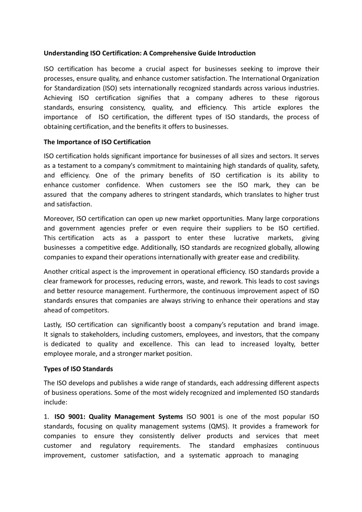 iso certification