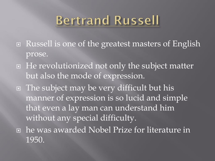 Mastery of English Prose: The Style of Bertrand Russell