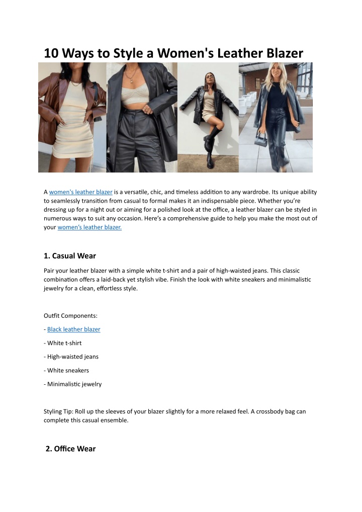 10 ways to style a women s leather blazer n.w