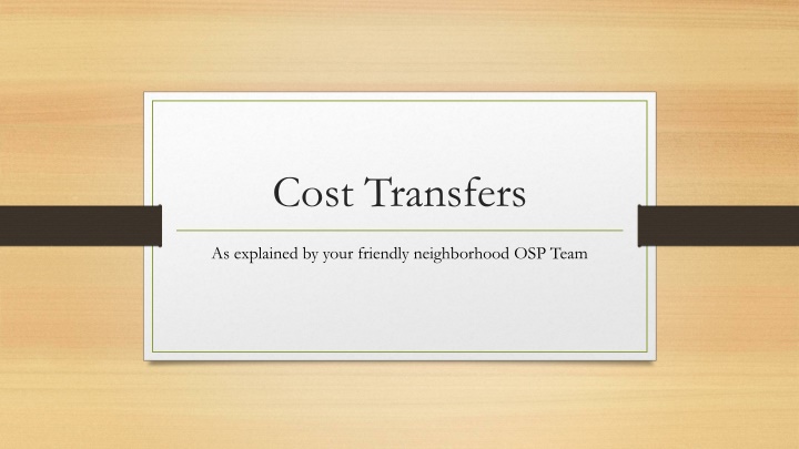 Cost Transfers in Sponsored Projects
