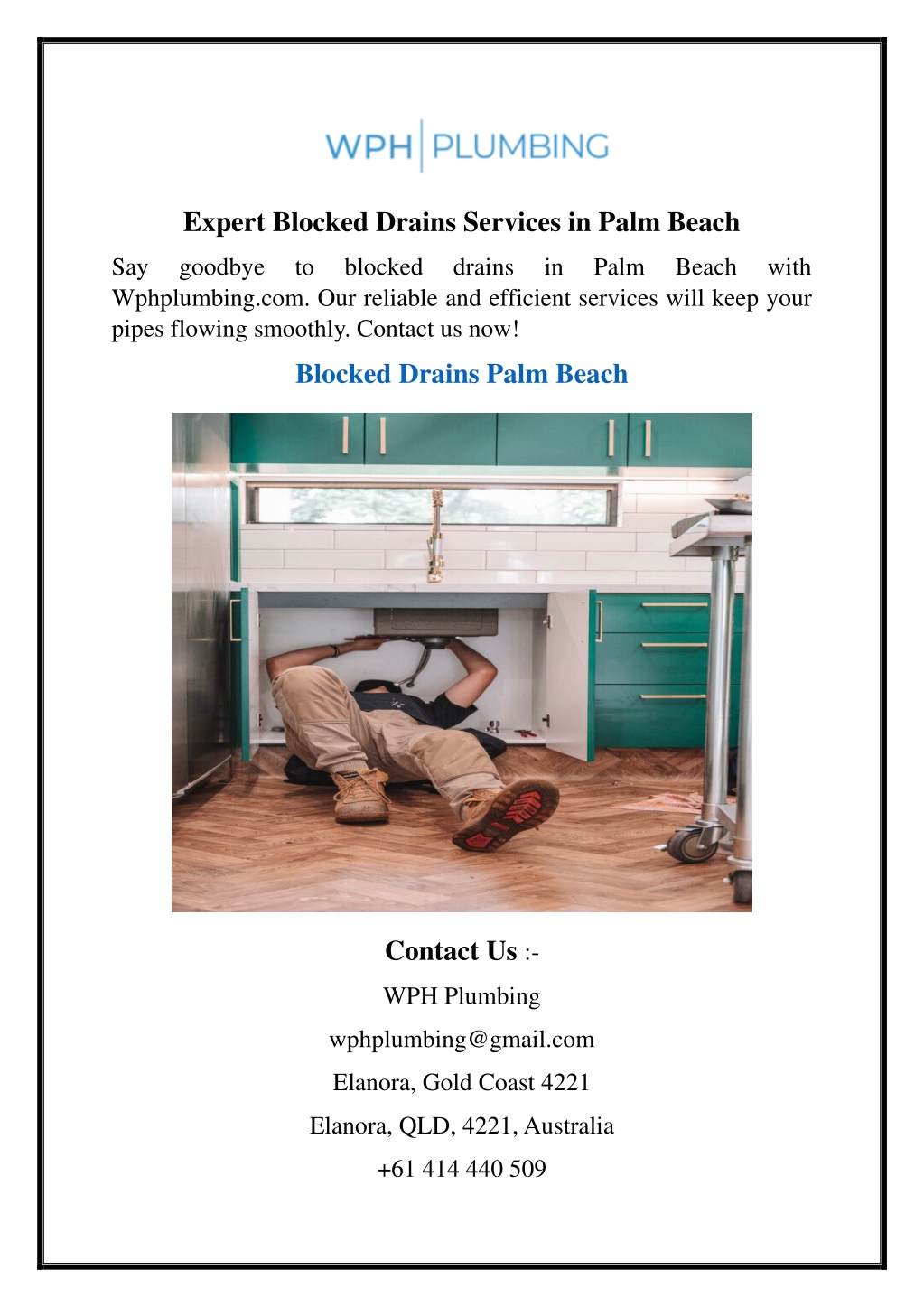 expert blocked drains services in palm beach l.w