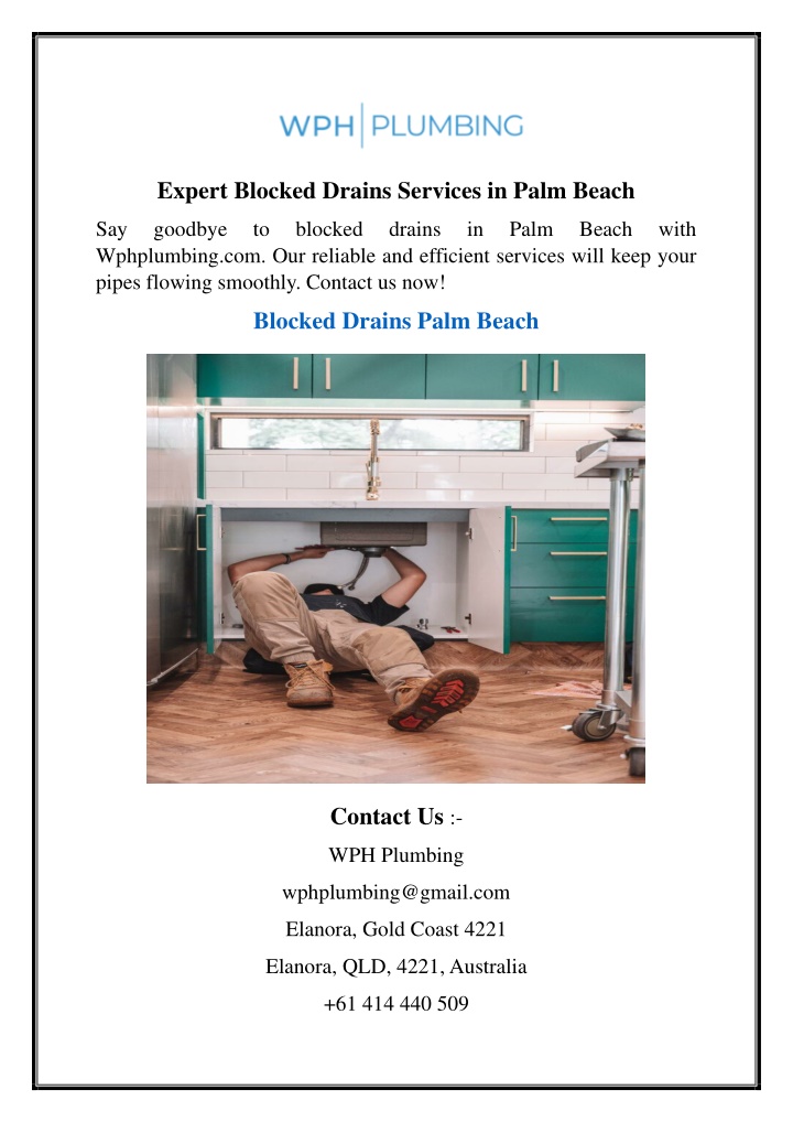 expert blocked drains services in palm beach n.w
