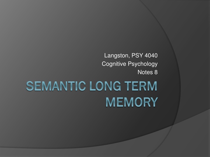 Semantic Memory Models in Cognitive Psychology