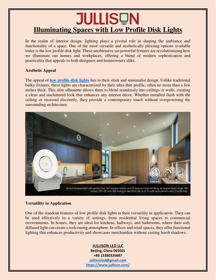 illuminating spaces with low profile disk lights n.w