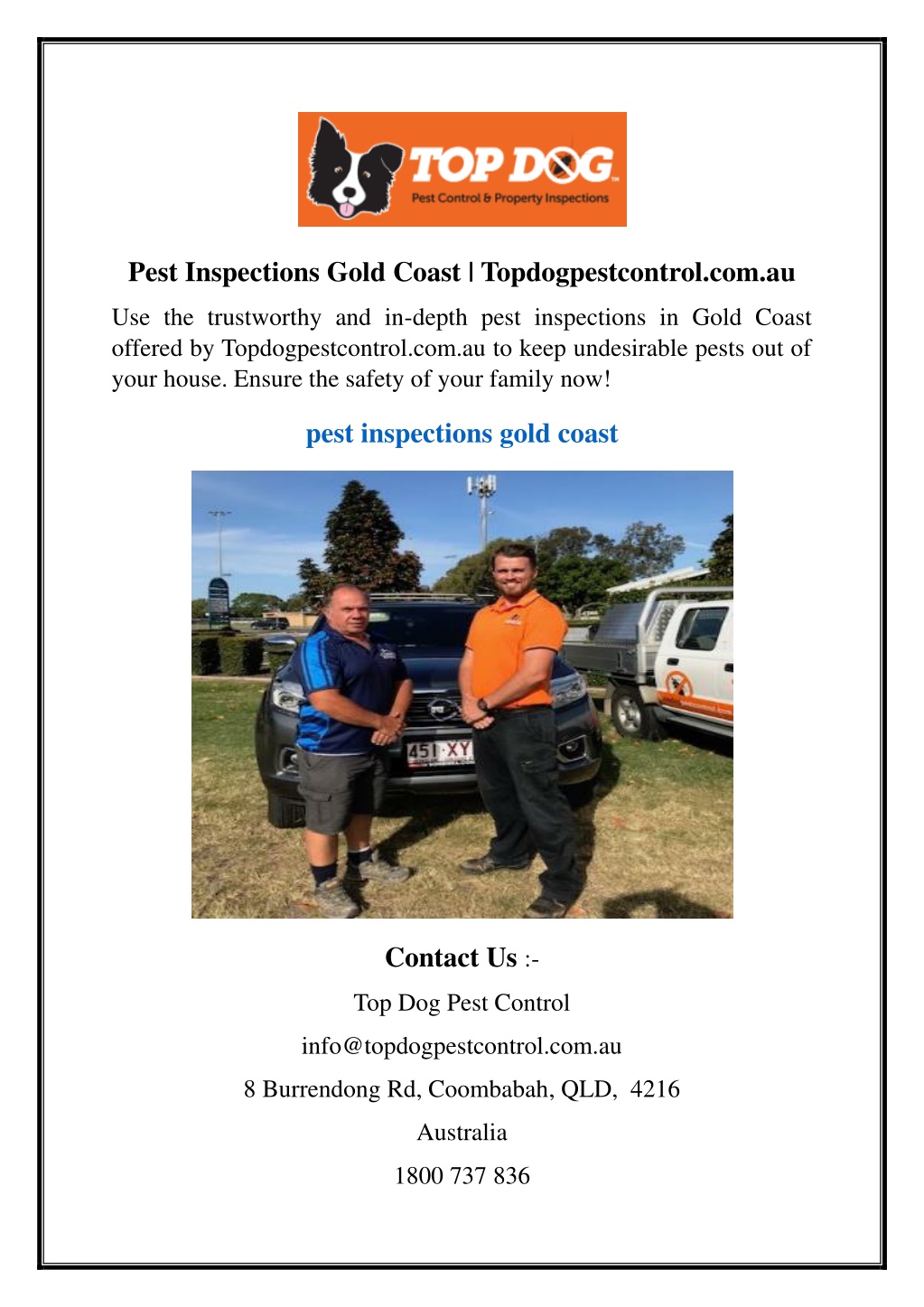 pest inspections gold coast topdogpestcontrol l.w