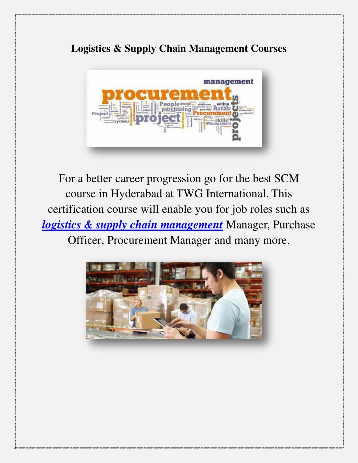 logistics supply chain management courses n.w