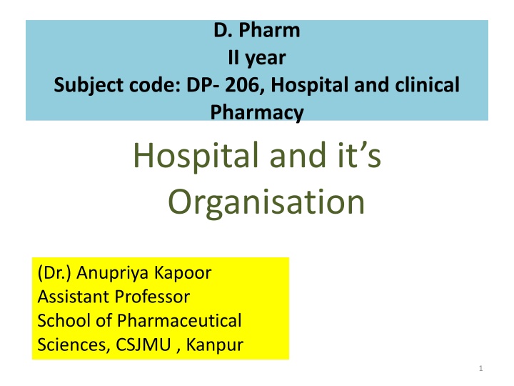 Hospital Classification and Organization Structure