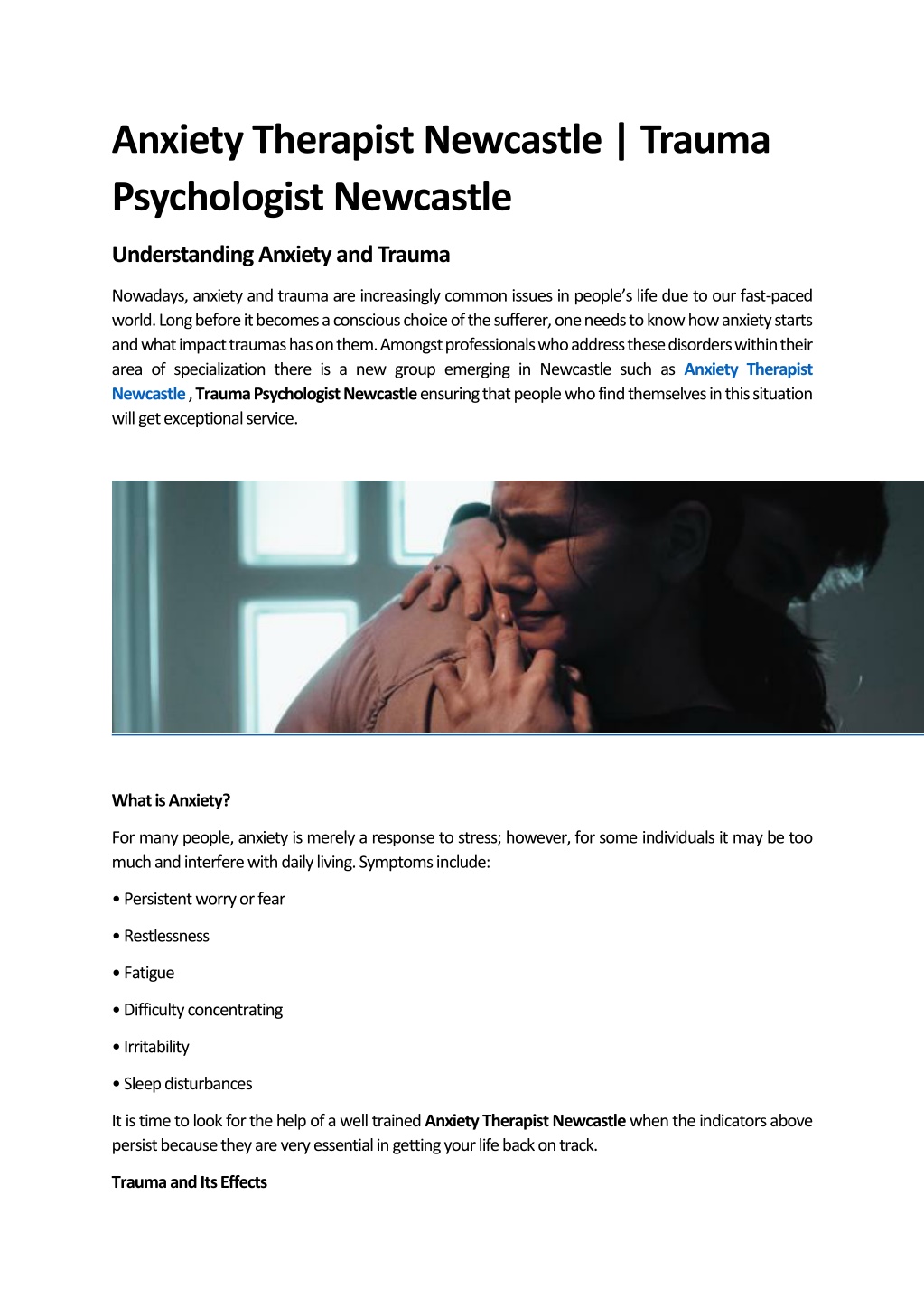 anxiety therapist newcastle trauma psychologist l.w