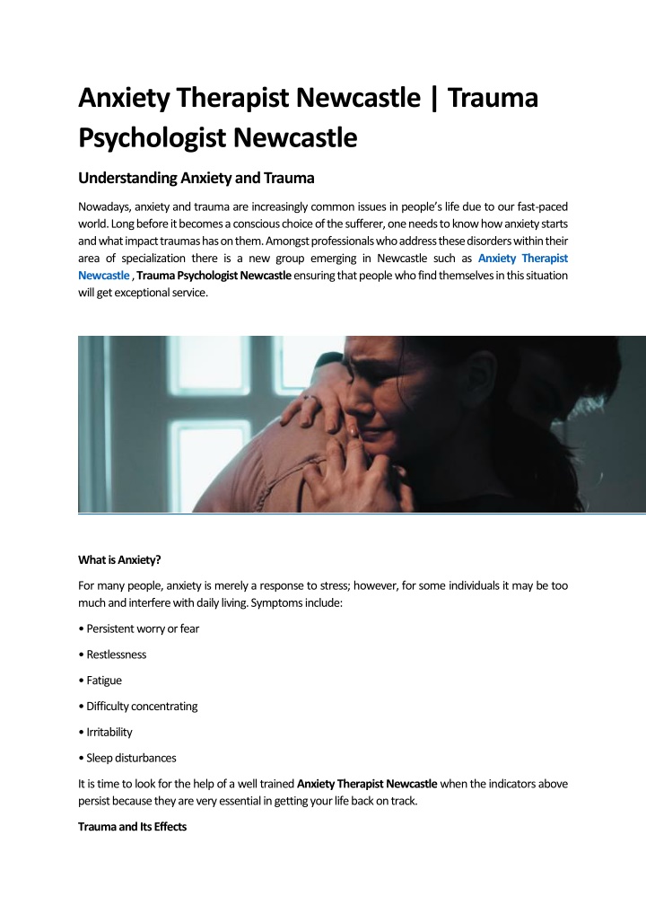 anxiety therapist newcastle trauma psychologist n.w