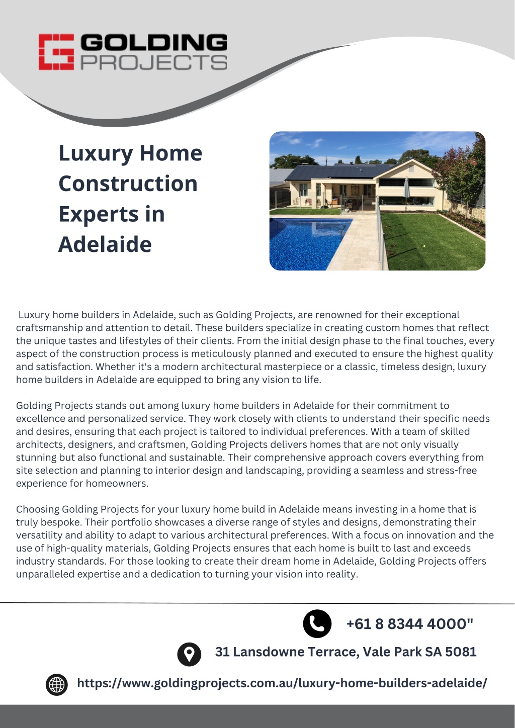 luxury home construction experts in adelaide l.w