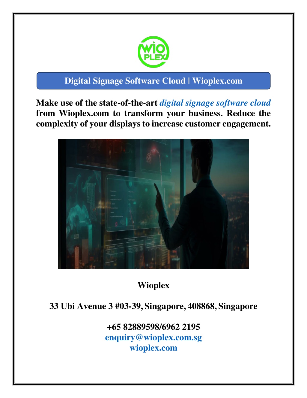 digital signage software cloud wioplex com l.w