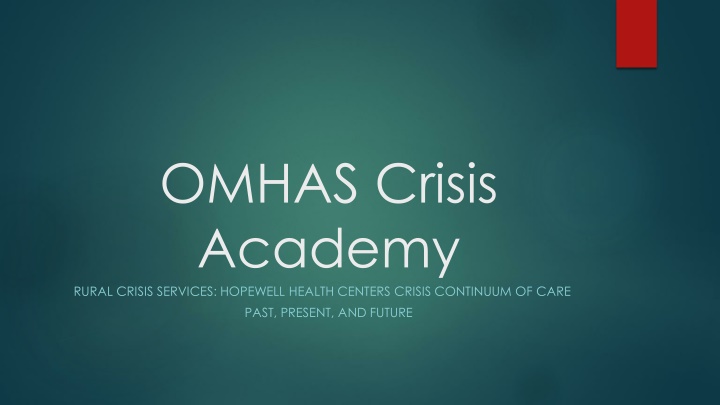 Evolution of Crisis Services at Hopewell Health Centers