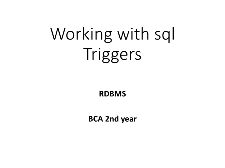 SQL Triggers in Relational Databases