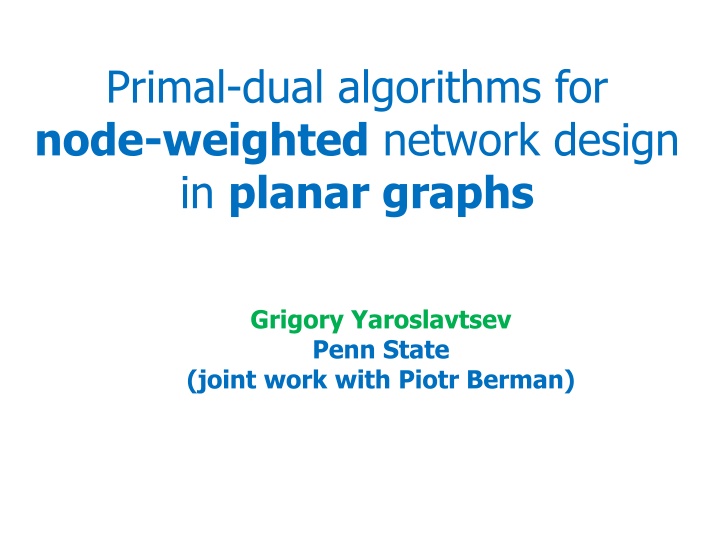 Primal-Dual Algorithms for Node-Weighted Network Design in Planar Graphs