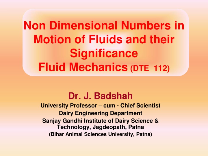 Non-Dimensional Numbers in Fluid Mechanics
