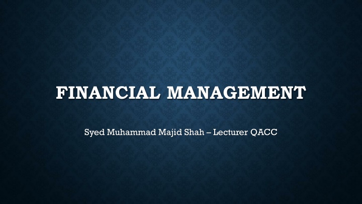 Financial Management Principles