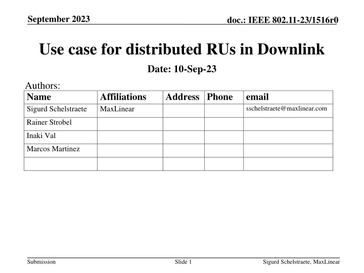 Use Case for Distributed Resource Units in Downlink Scenarios