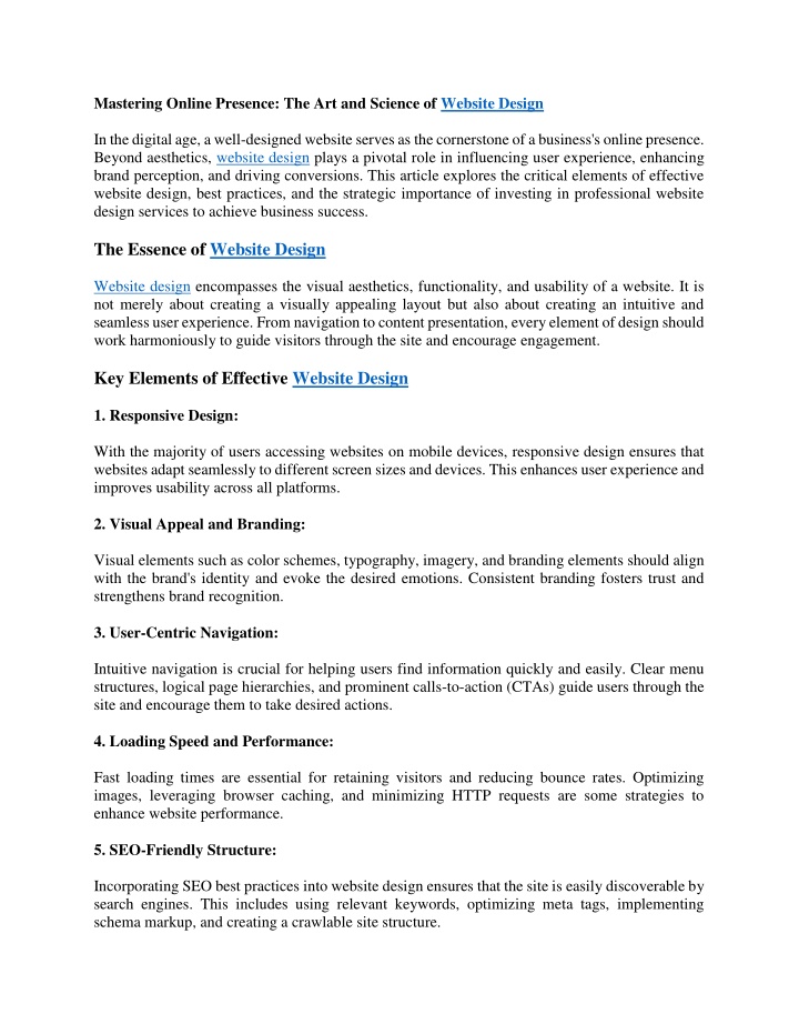 mastering online presence the art and science n.w