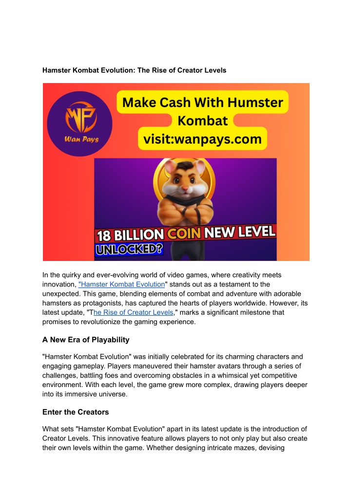 hamster kombat evolution the rise of creator n.w