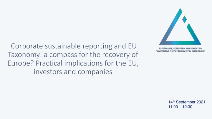 Corporate Sustainable Reporting and EU Taxonomy: A Compass for Europe's Recovery
