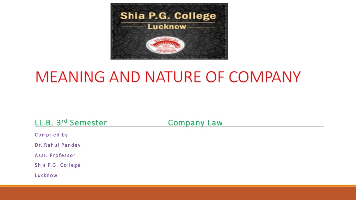 The Meaning and Nature of Company Law in LL.B 3rd Semester