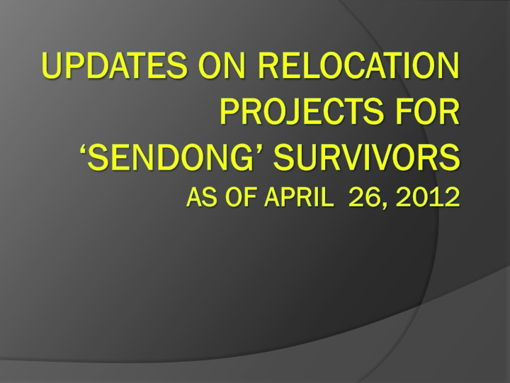 Update on Sendong Survivors' Relocation Projects as of April 26, 2012