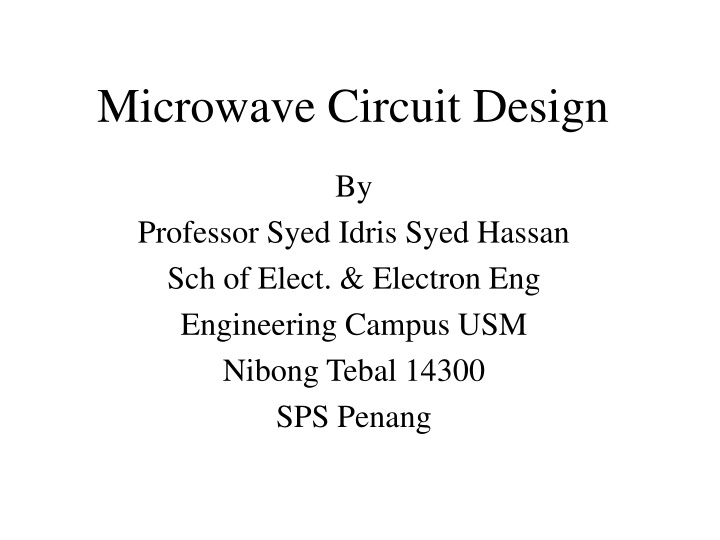 Comprehensive Microwave Circuit Design Course Overview